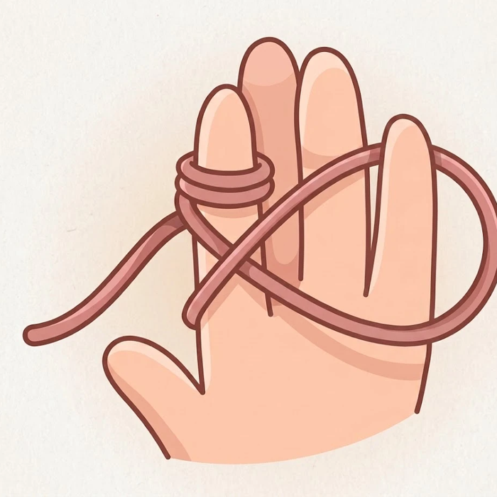Hand wrapping yarn into a magic ring